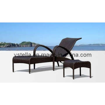 Aloha Woven Wicker Jardín al aire libre Chaise Rattan Lounge